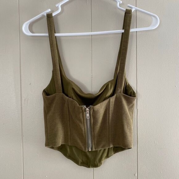 Bittersweet Olive Green Ribbed Corset Tank Top Women’s Size Small - Picture 2 of 8
